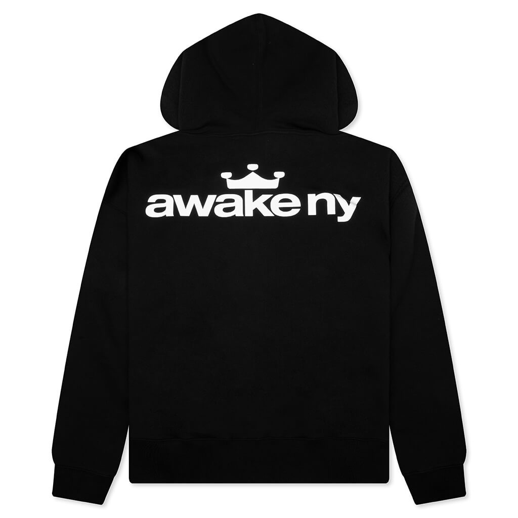 CROWN LOGO FULL-ZIP HOODIE - BLACK - 2