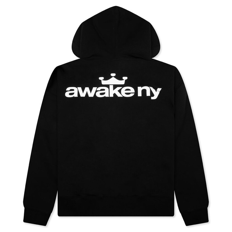 AWAKE NY CROWN LOGO FULL-ZIP HOODIE - BLACK outlook