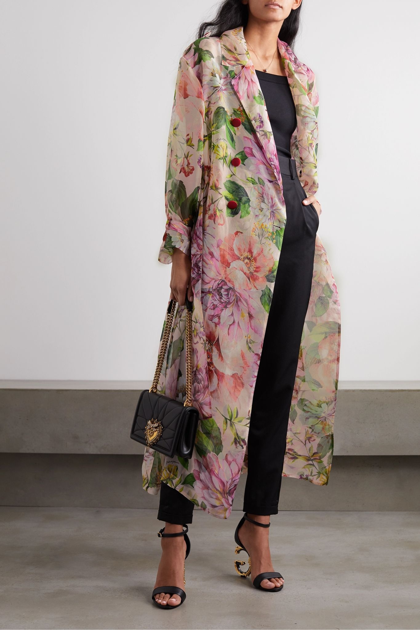 Floral-print silk-organza trench coat - 2