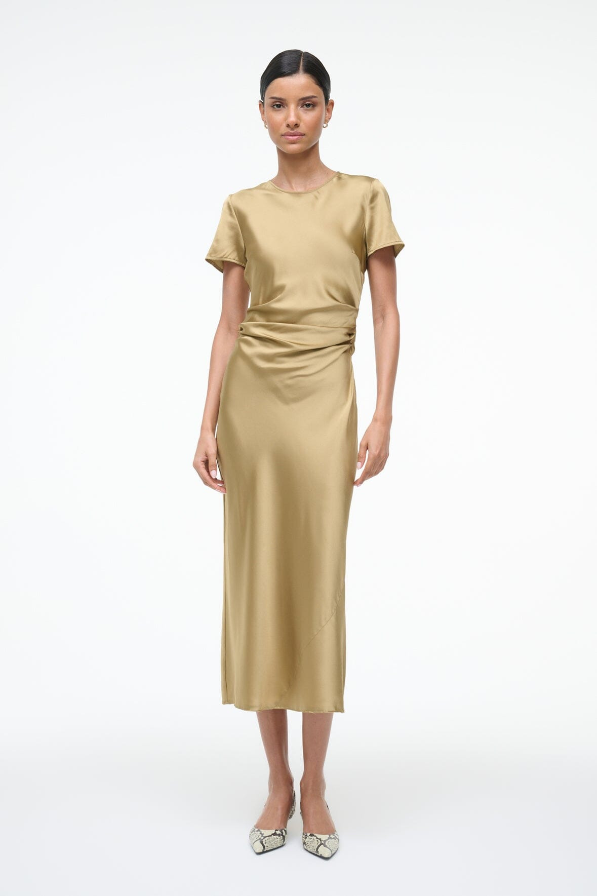STAUD MARCEL SILK DRESS ANTIQUE - 6