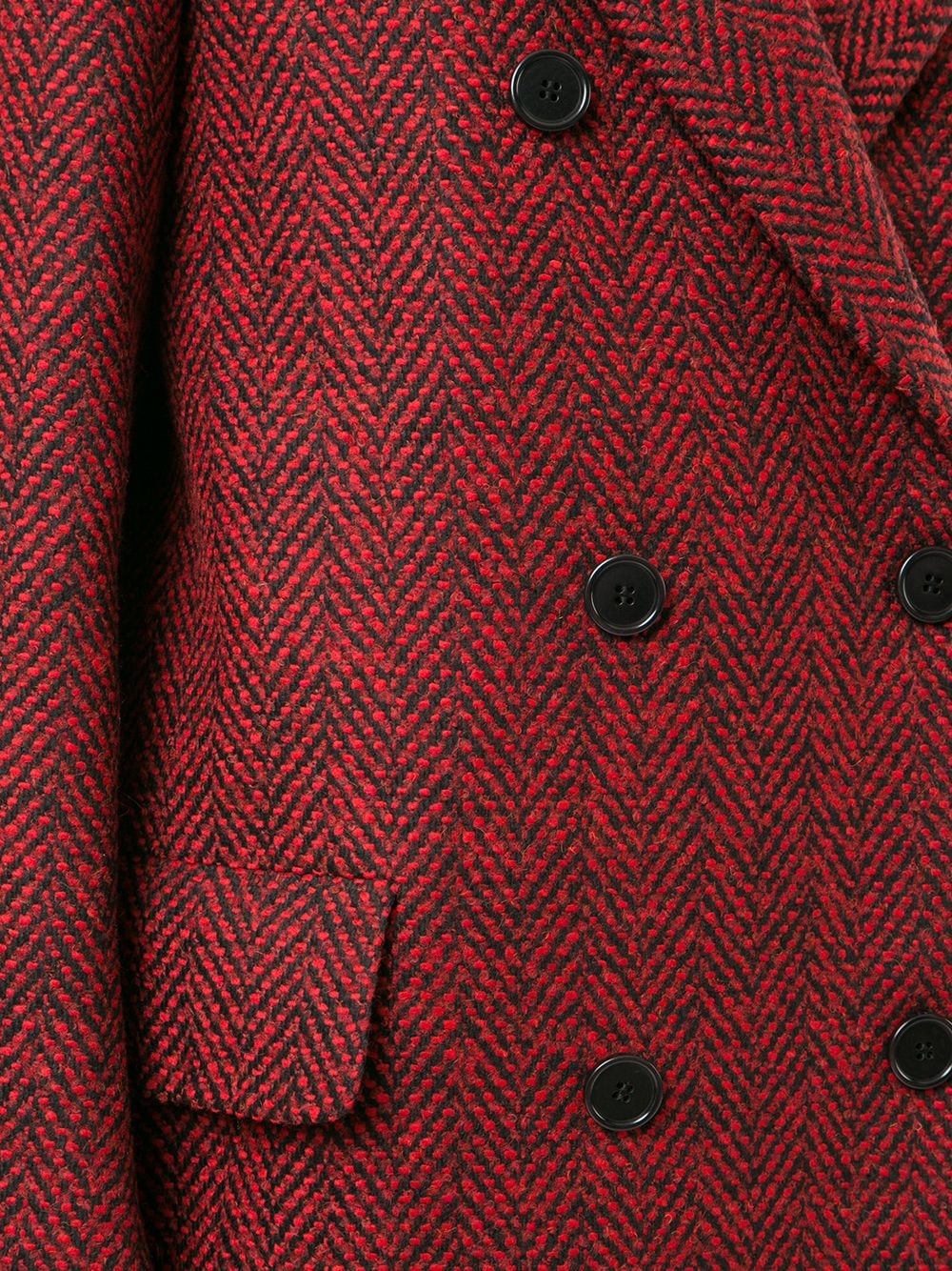 herringbone double-breasted coat - 5