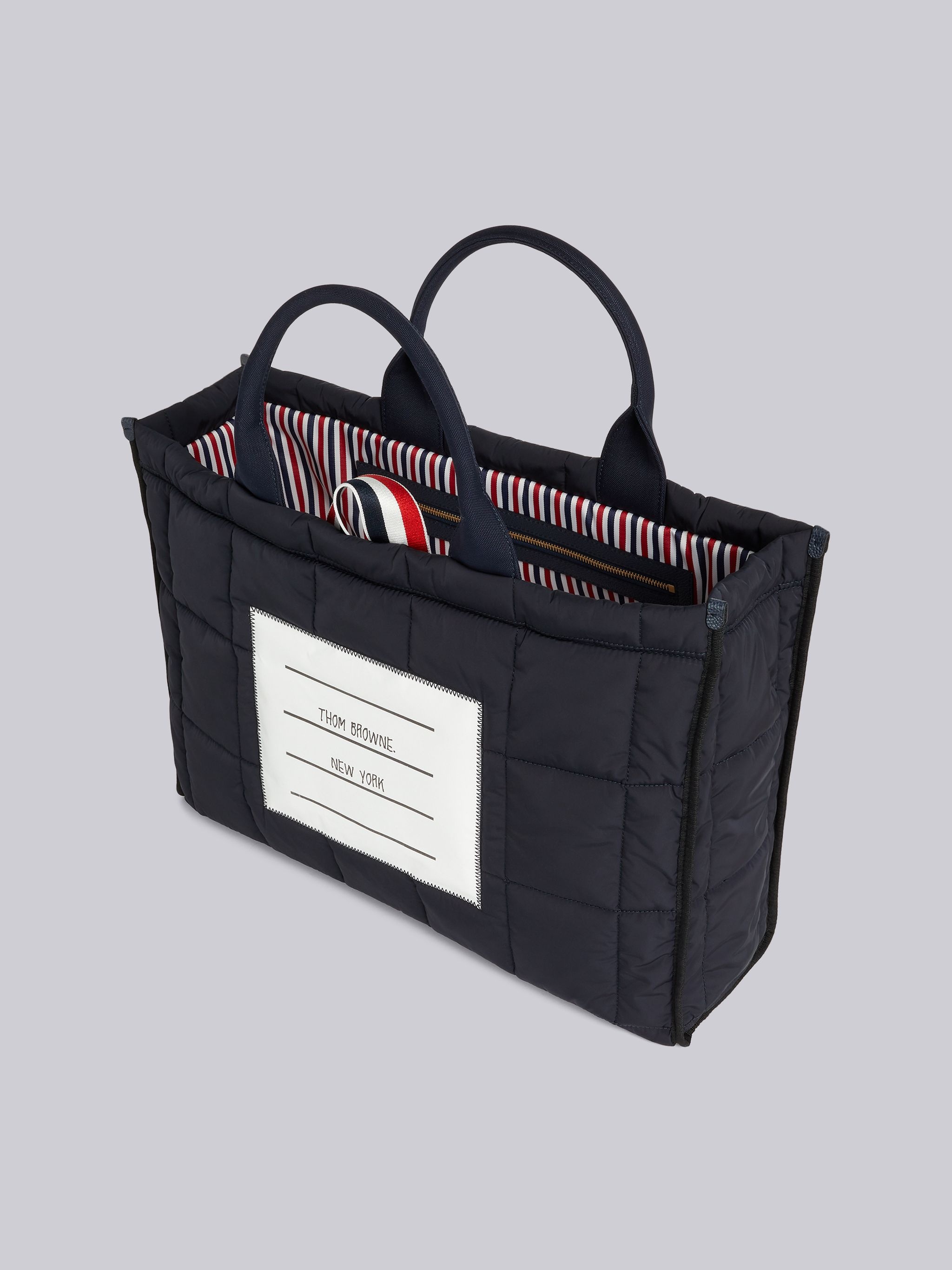 Black Quilted Ripstop Outer Name Tag Squared Tote - 5