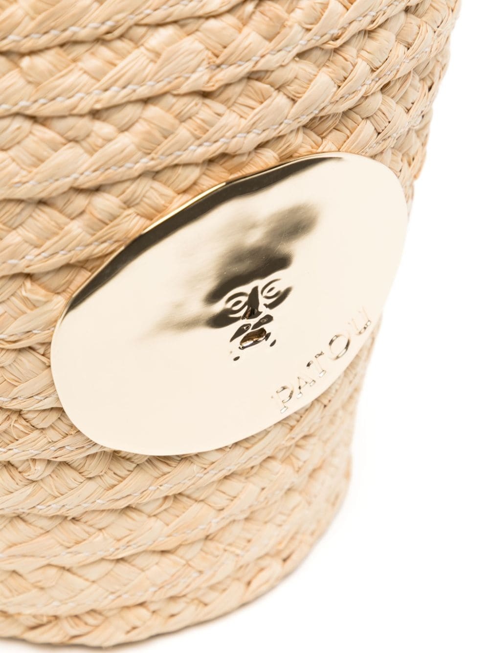 plaque-detail raffia bucket bag - 4