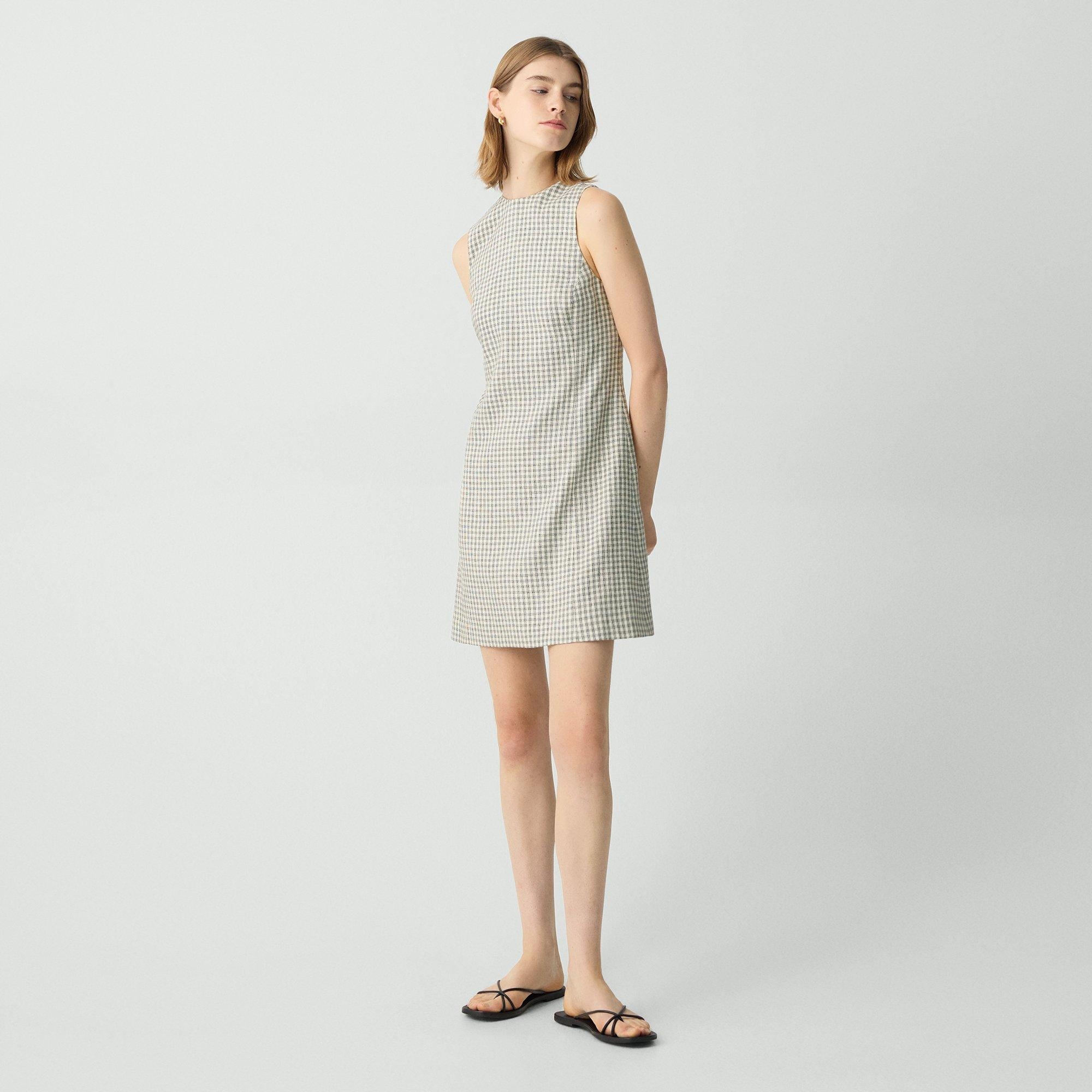 A-Line Mini Dress in Checked Linen-Blend - 3