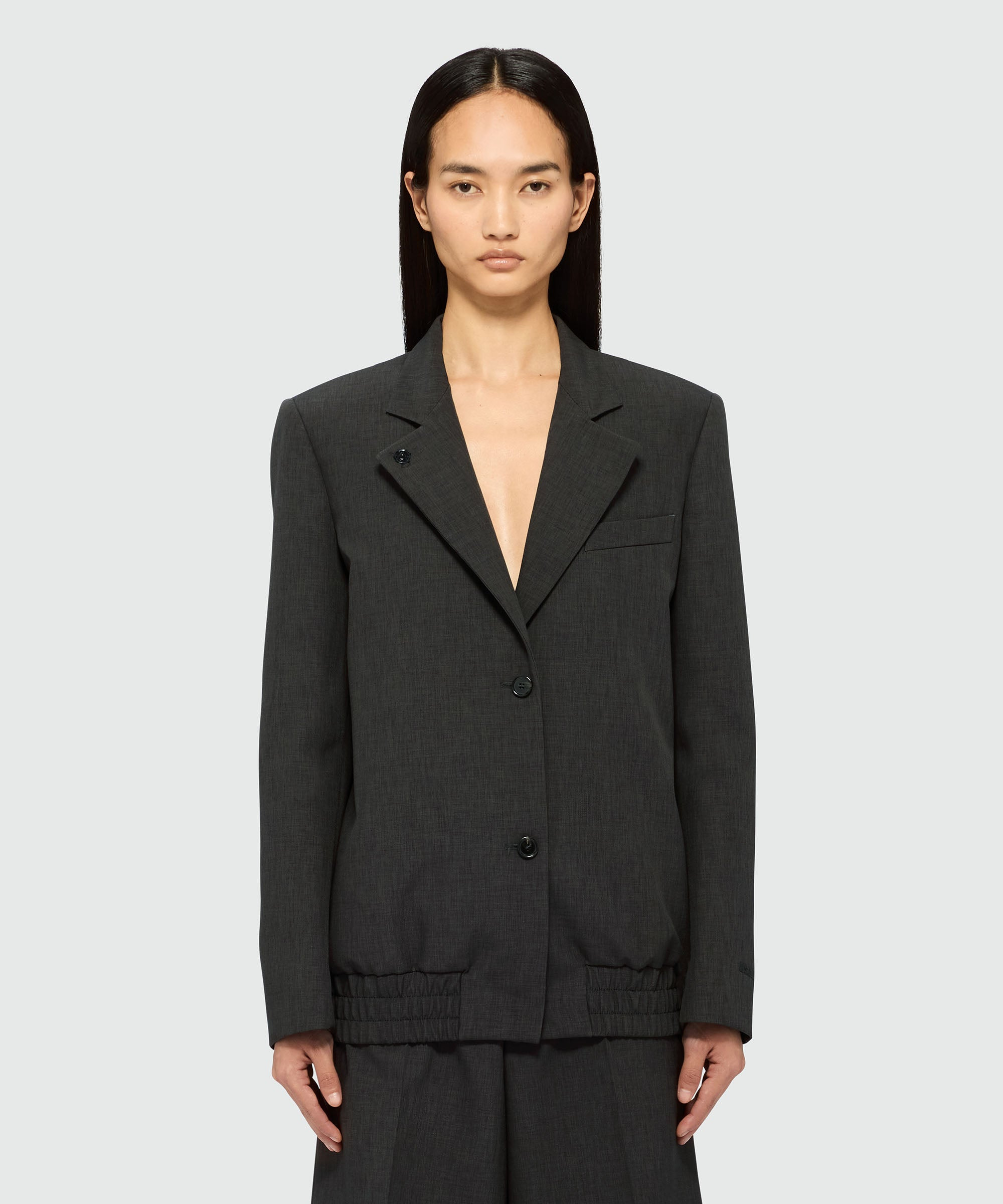 Anthracite jacket with twill lapels - 2