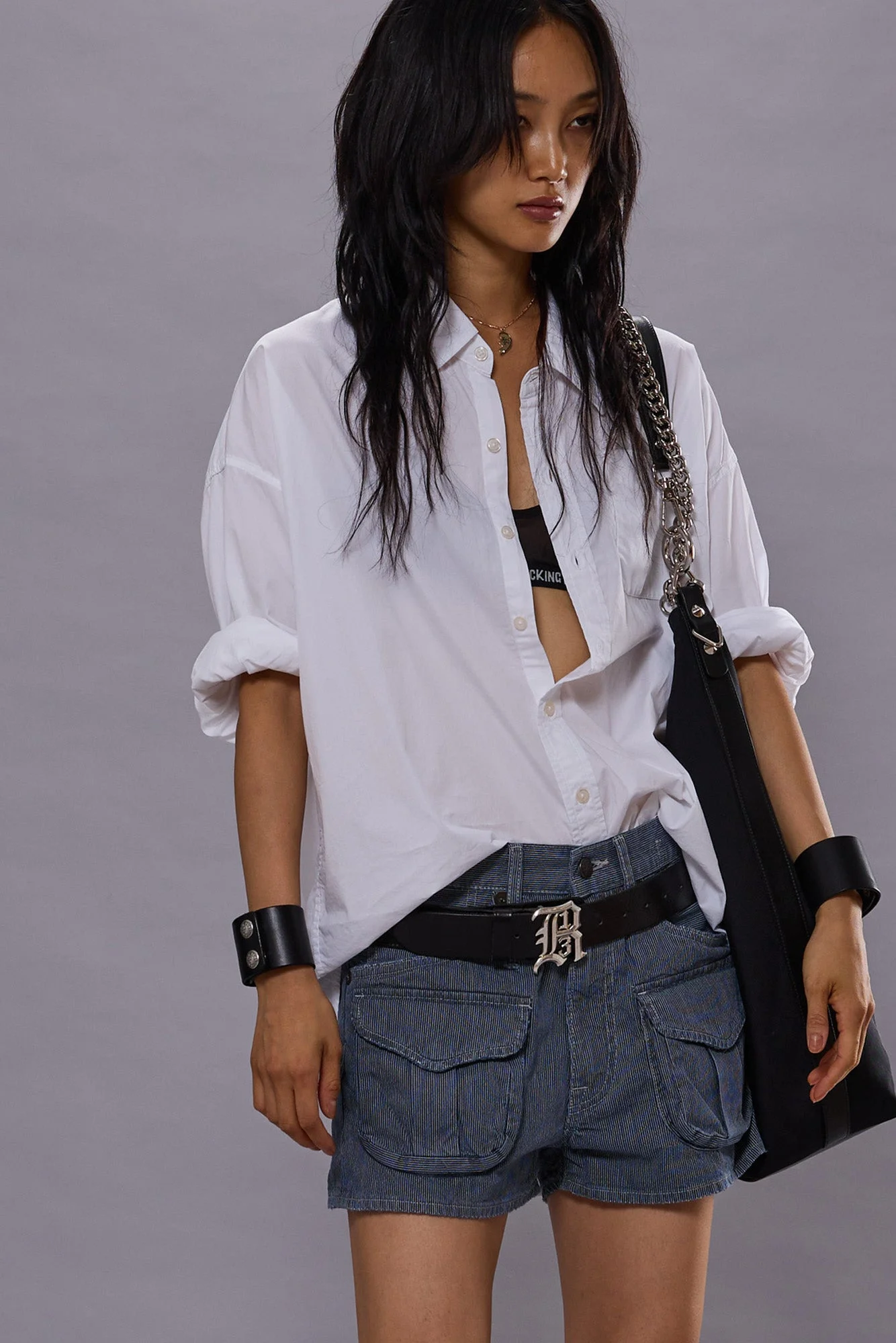 Drop Neck Oxford Shirt- White | R13 Denim - 1