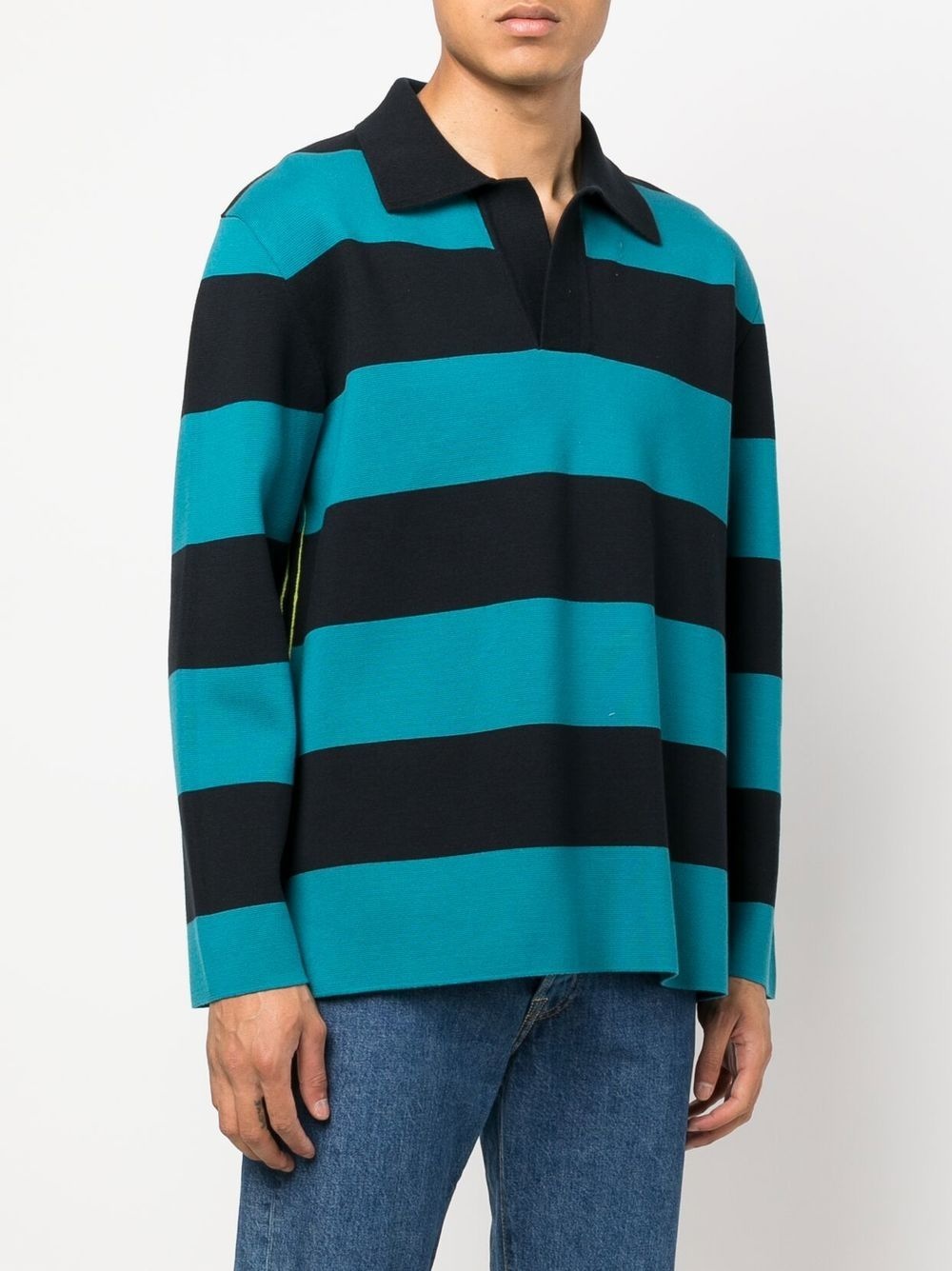 striped long-sleeve polo shirt - 3