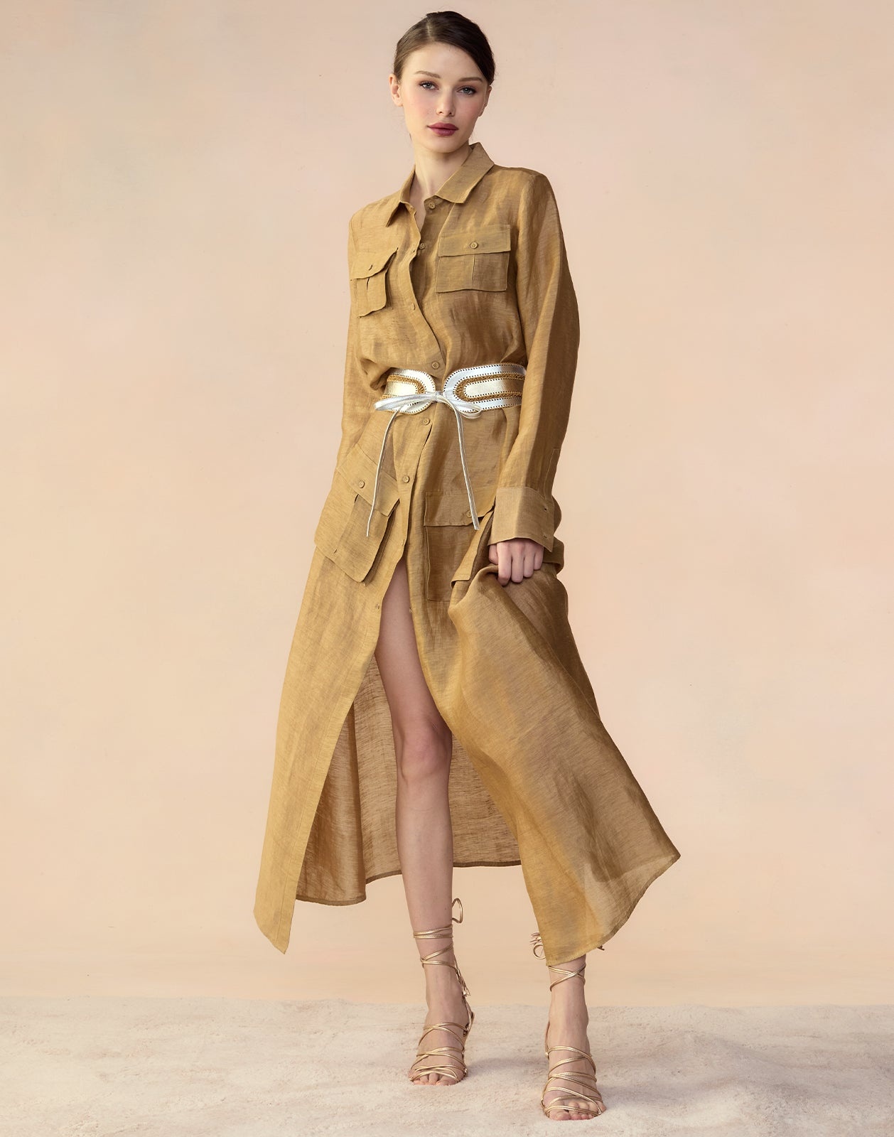 Lagos Silk Linen Shirt Dress - 4