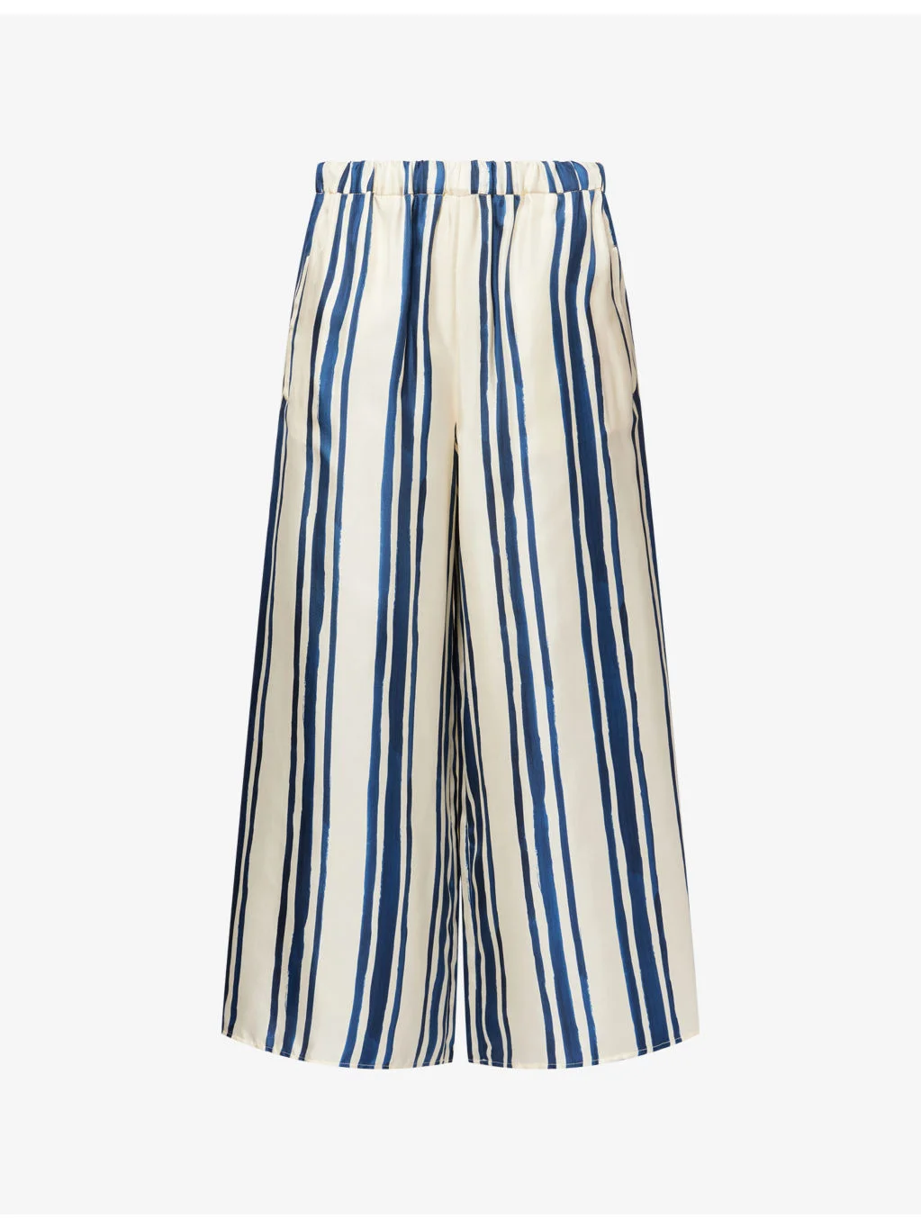 Striped Wide-Leg Silk Trousers - 1