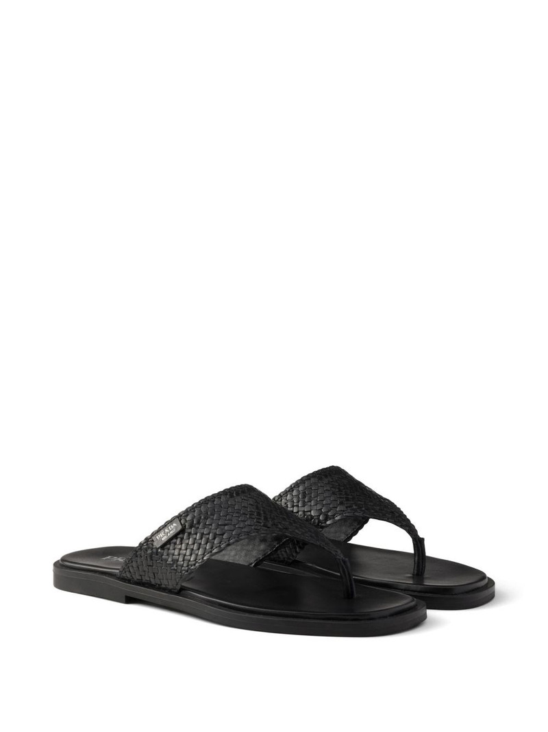 Prada woven leather thong sandals outlook