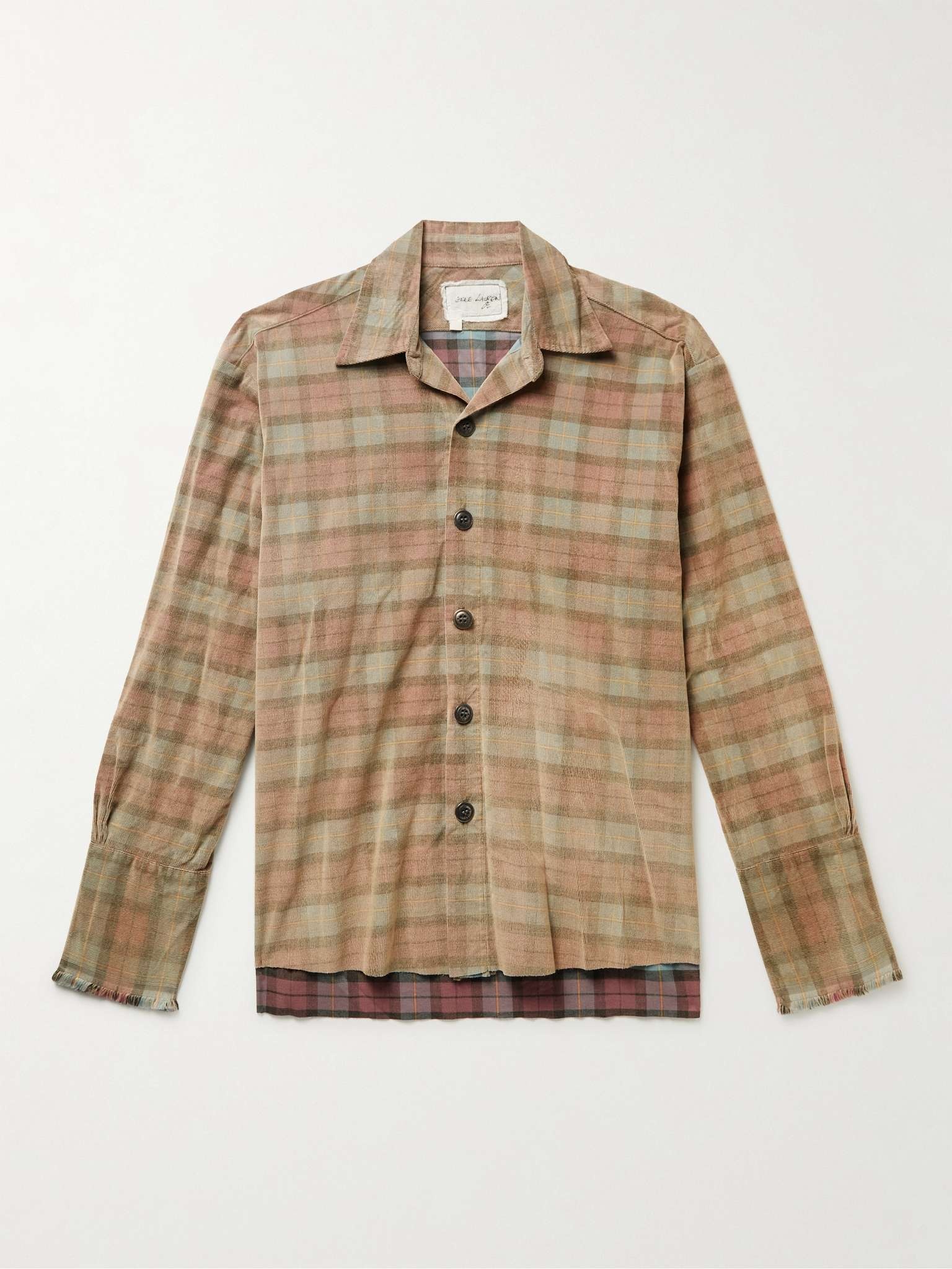 Haze Camp-Collar Distressed Checked Cotton-Flannel Shirt - 1