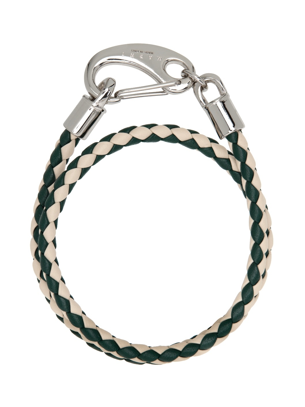 White & Green Double Wrap Braided Bracelet - 2