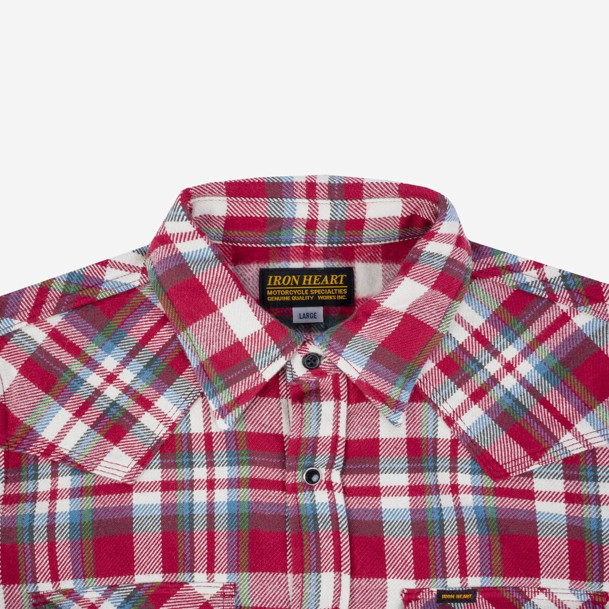 IHSH-377-RED Ultra Heavy Flannel Crazy Check Western Shirt - Red - 7