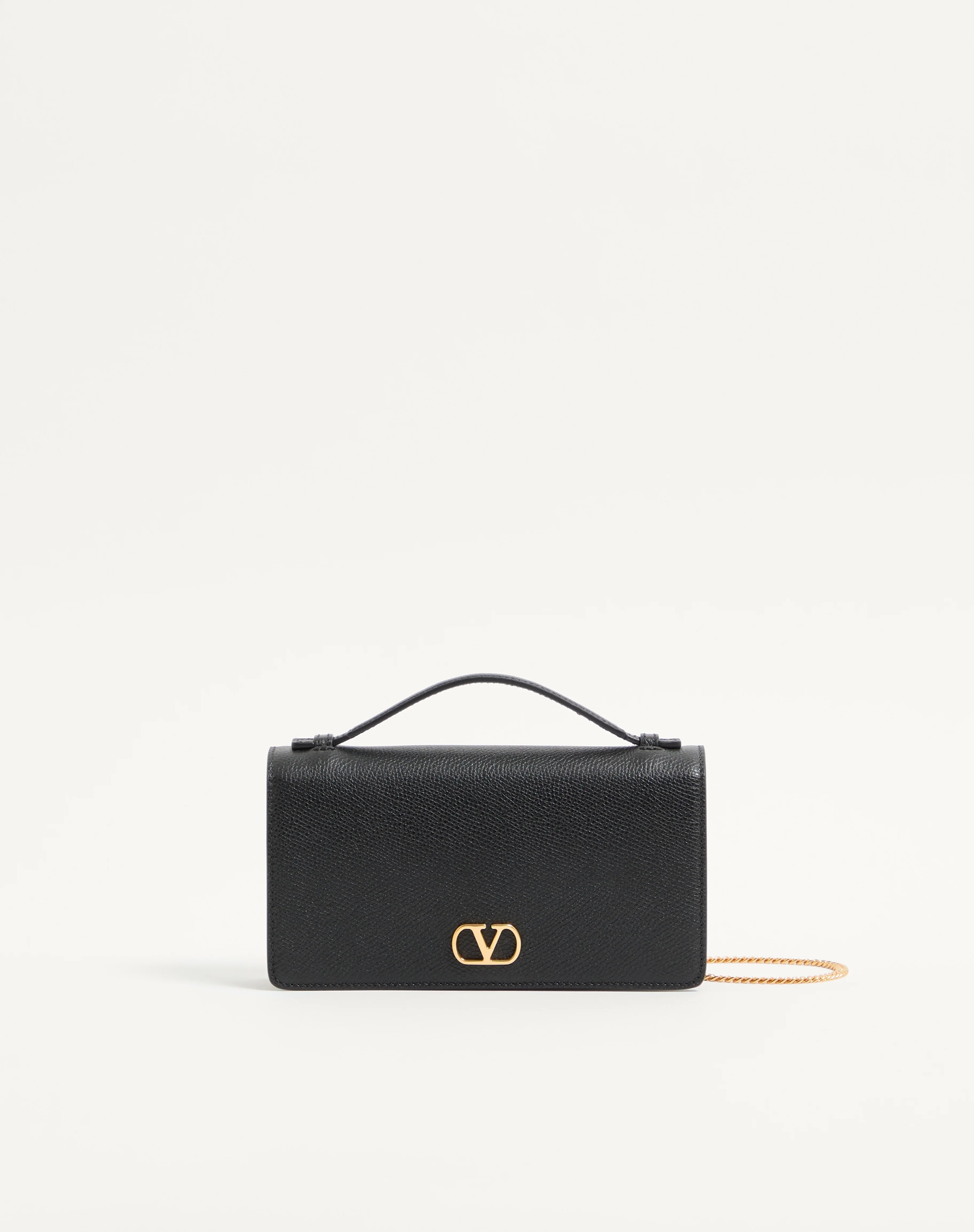 VLOGO SIGNATURE GRAINY CALFSKIN WALLET WITH CHAIN - 1