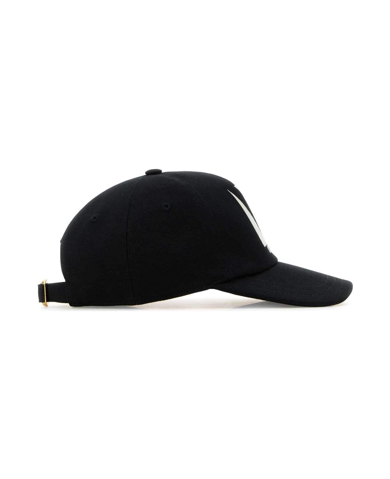 Black Cotton Baseball Cap - 2