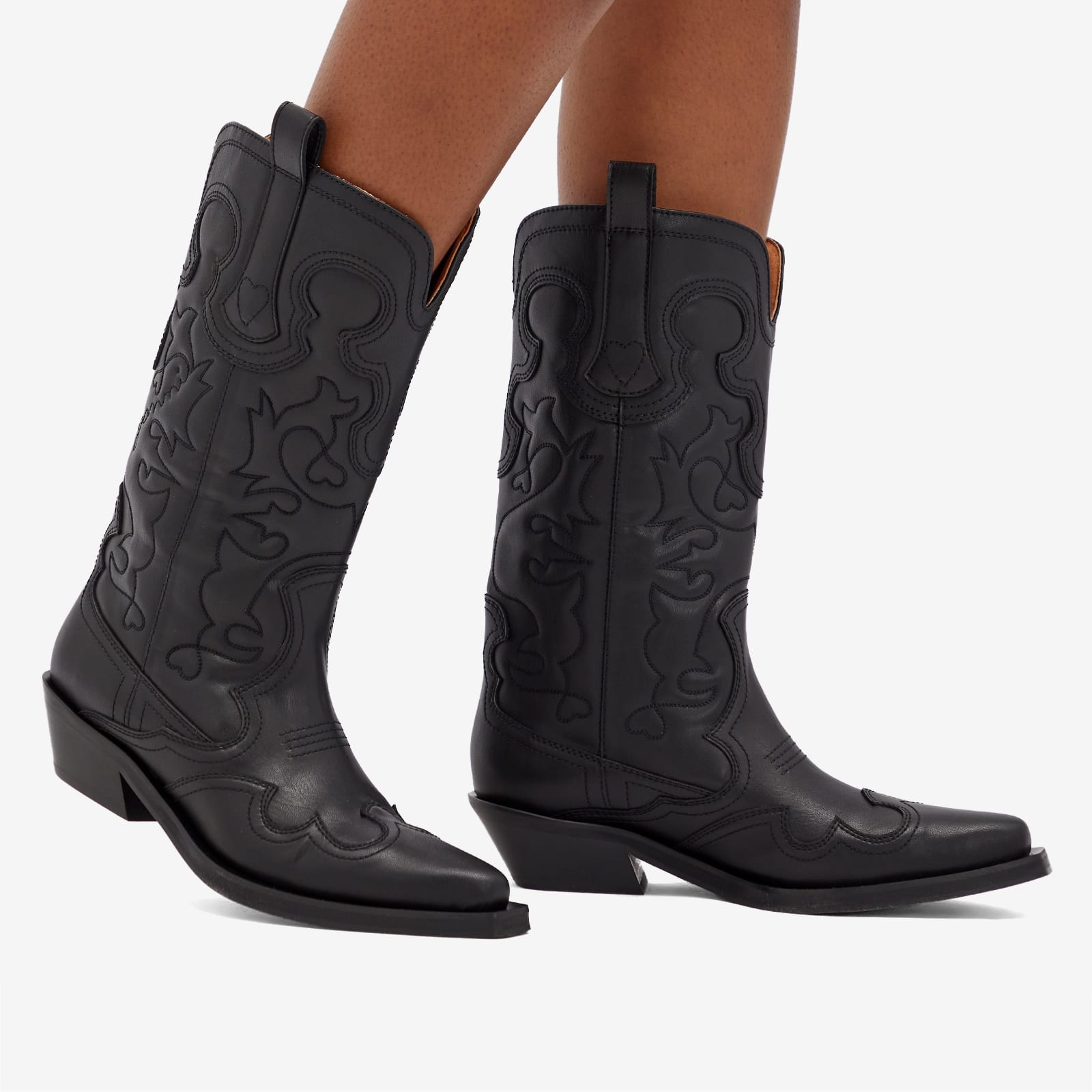 GANNI Embroidered Western Boot - 6