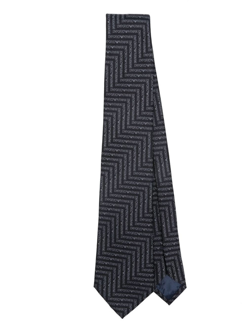 logo-jacquard silk tie 1
