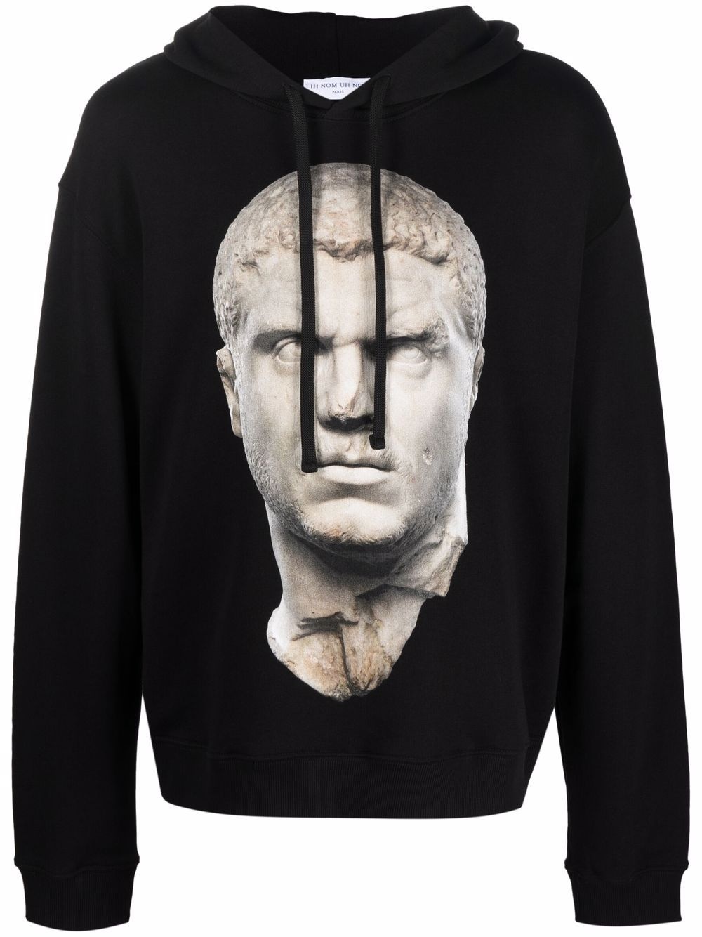 statue-print cotton hoodie - 1