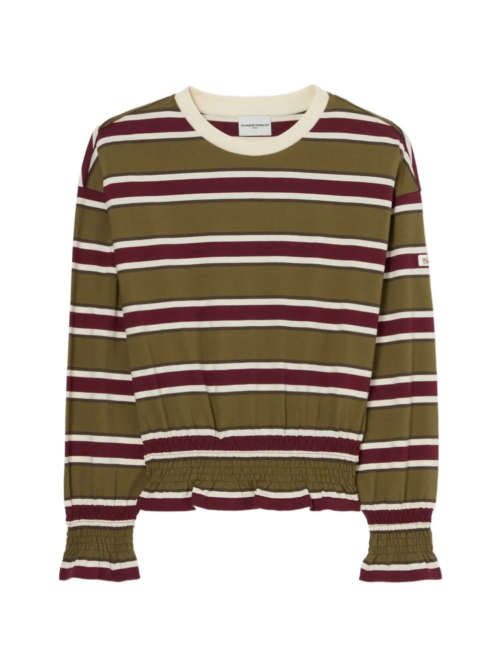 striped smocked T-shirt - 1