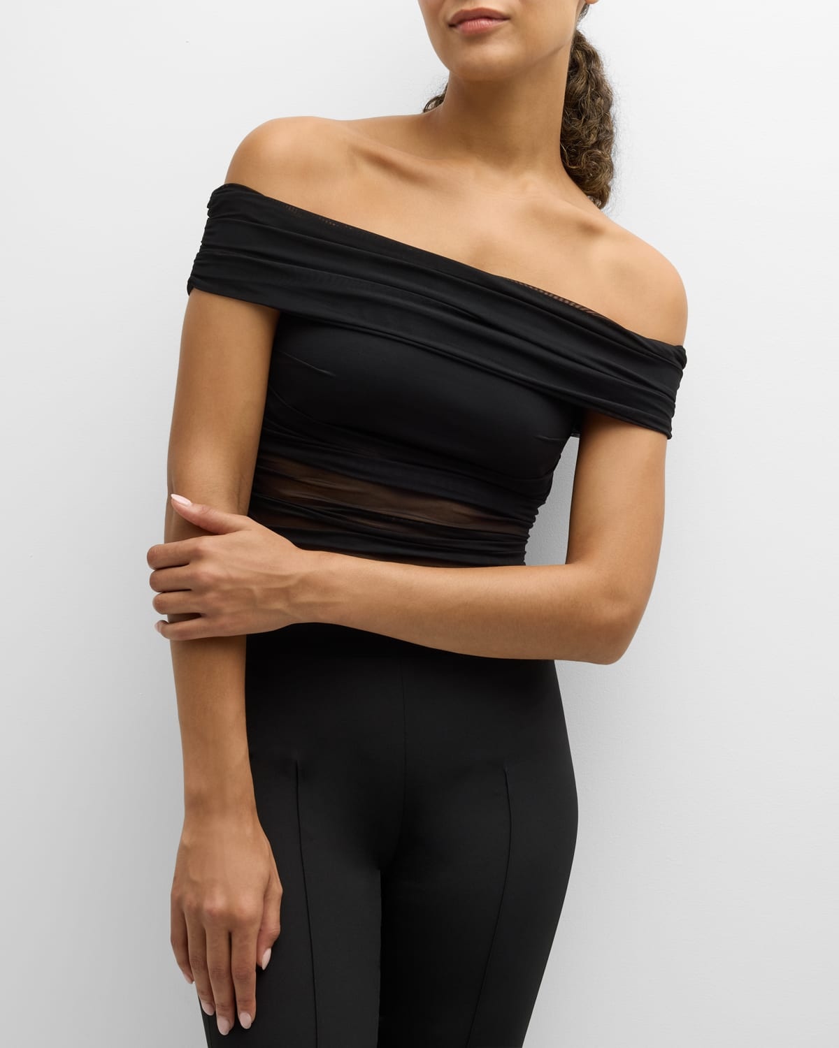 Isadola Ruched Mesh Crop Top - 6