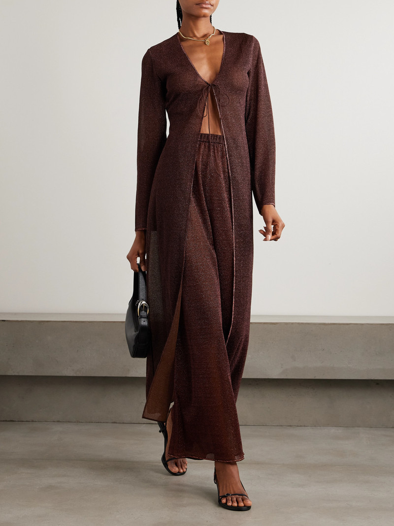 Oséree Lumière Metallic Stretch-knit Wide-leg Pants outlook