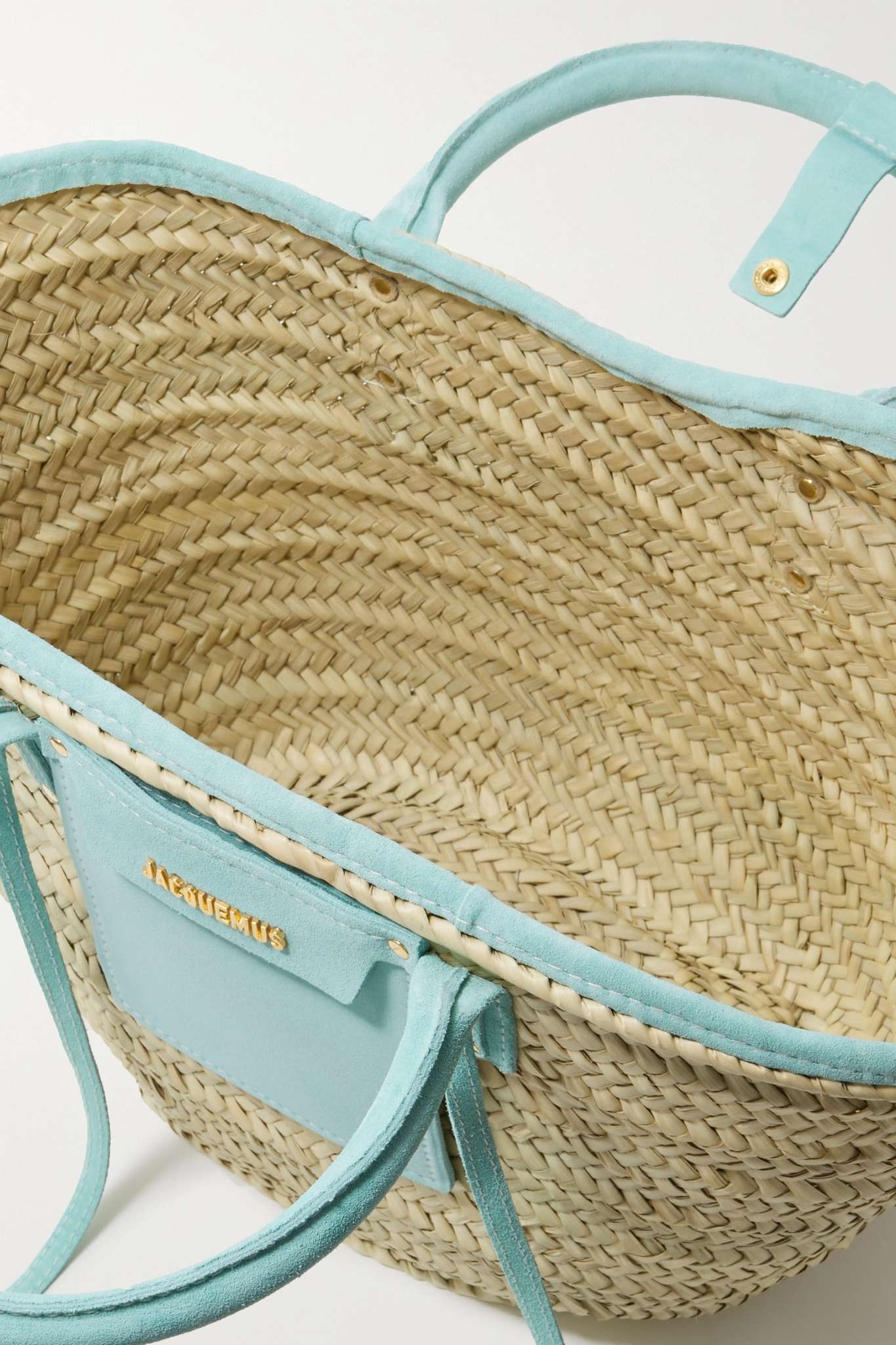 Soleil large nubuck-trimmed straw tote 5