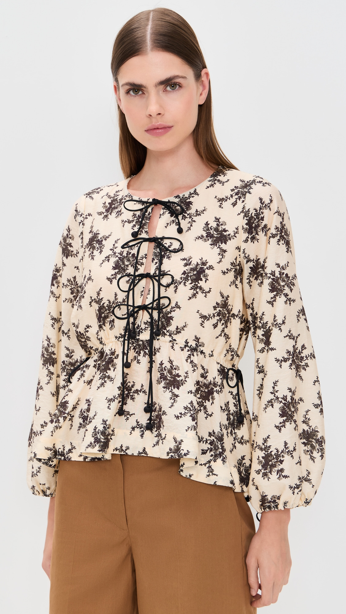 Joan Print Tie Front Top - 7