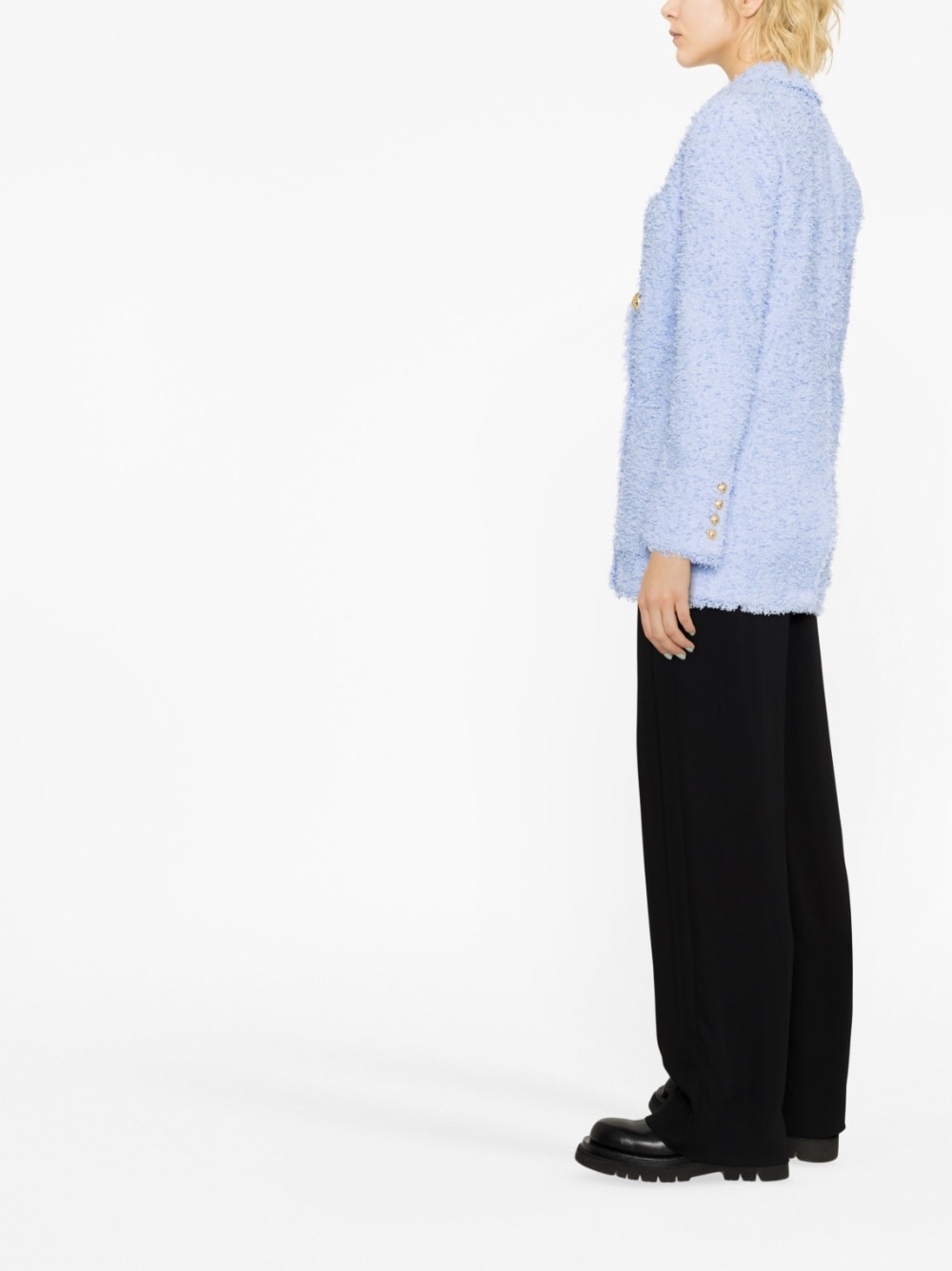 oversized double-breasted tweed blazer - 4