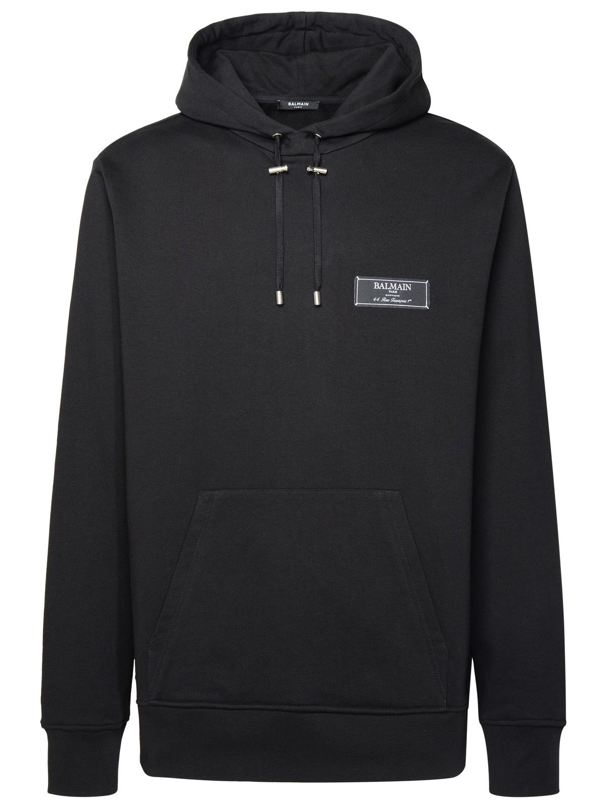 Balmain Black Cotton Hoodie - 1