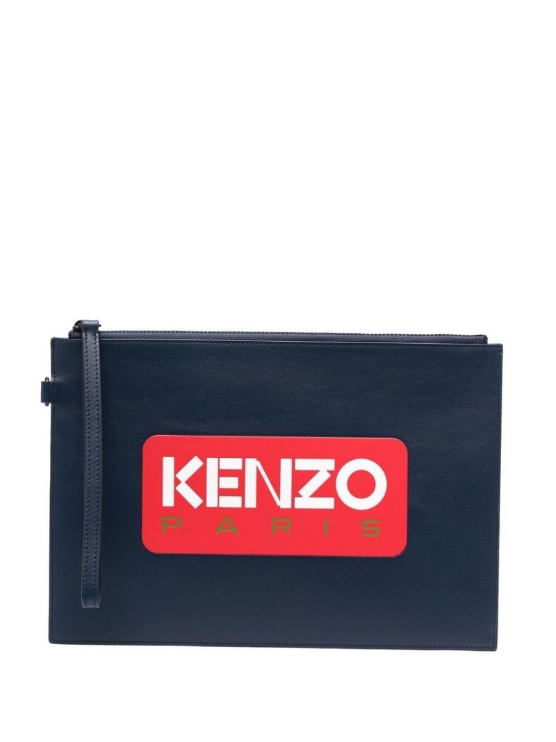 logo-print clutch bag - 1