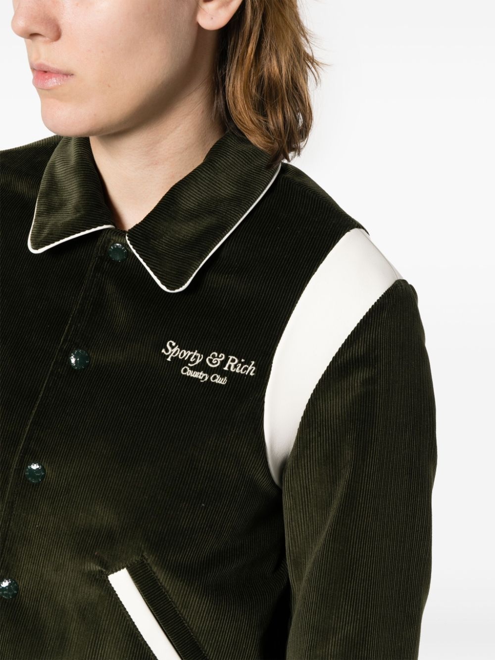 logo-embroidered cotton bomber jacket - 5