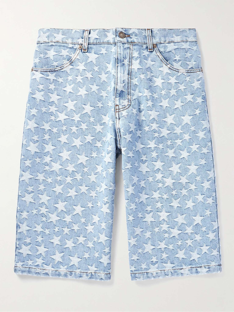 Straight-Leg Denim-Jacquard Shorts - 1