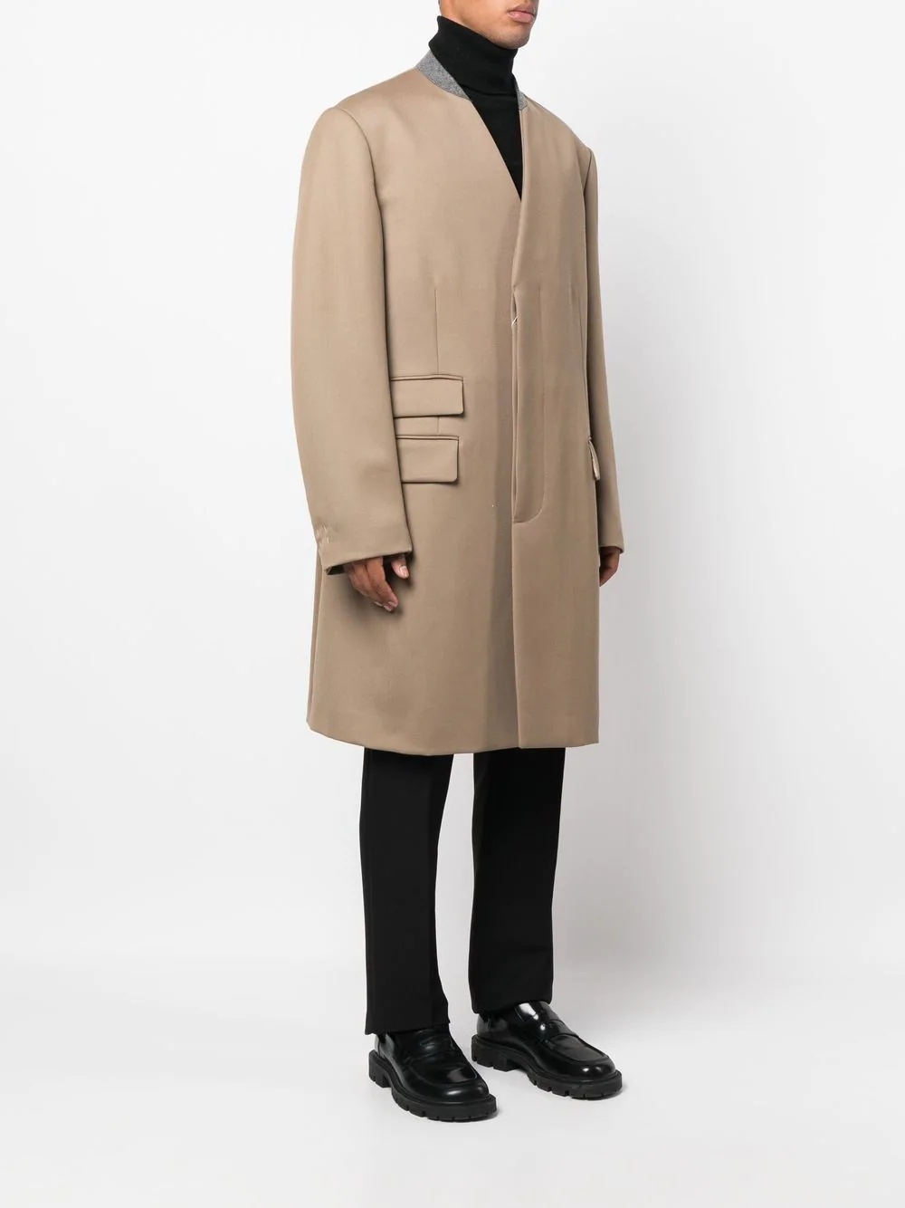 single-breasted wool coat - 3