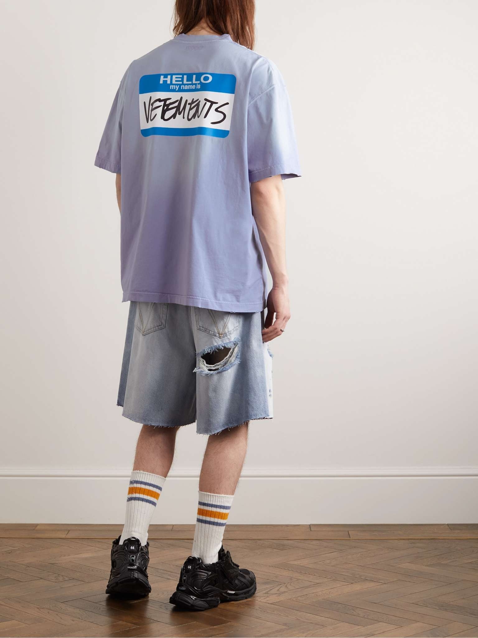 Oversized Distressed Logo-Print Cotton-Jersey T-shirt - 2