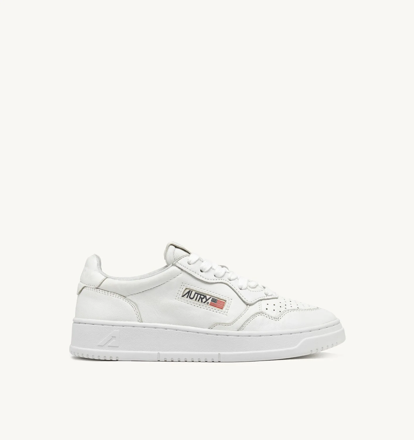 MEDALIST LOW SNEAKERS IN WHITE STONE WASHED LEATHER - 1
