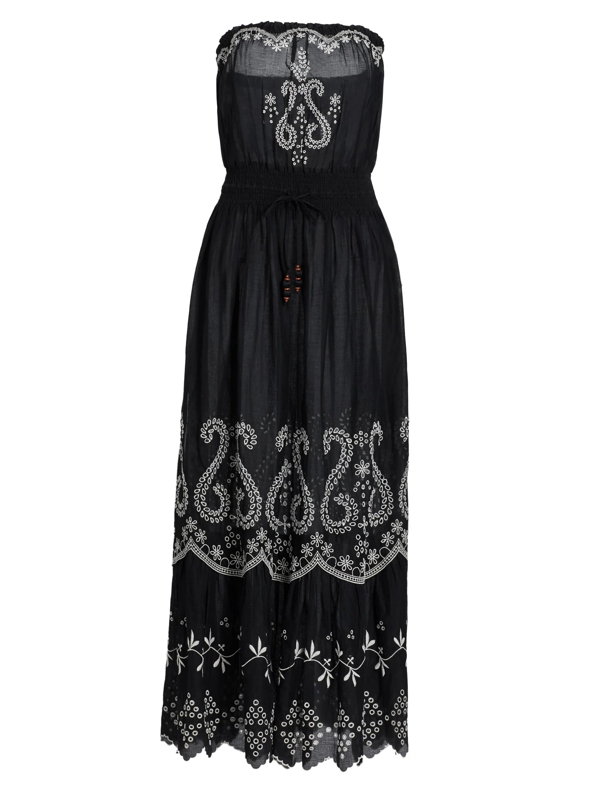 Women's Blaire Embroidered Cotton Cover-Up Dress - Black - 1