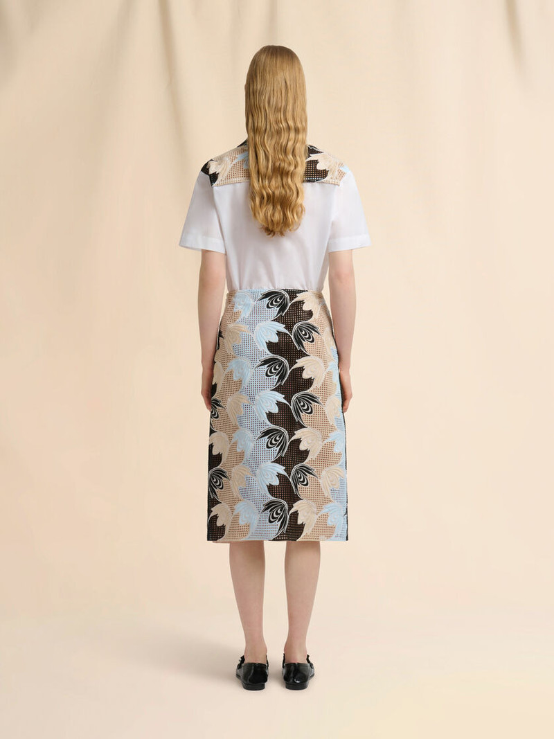 BLUE AND BLACK BRODERIE ANGLAISE FLORAL SKIRT 3