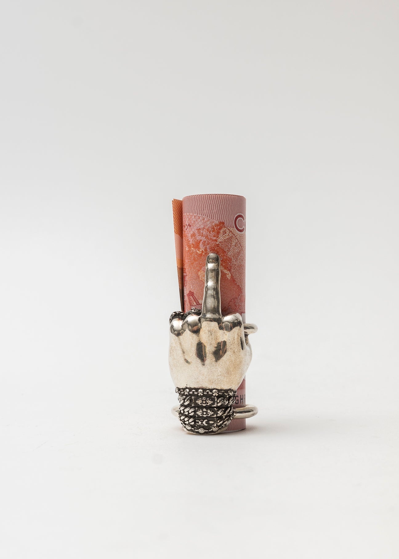 Chrome Hearts Silver Middle Finger Money Roll - 1