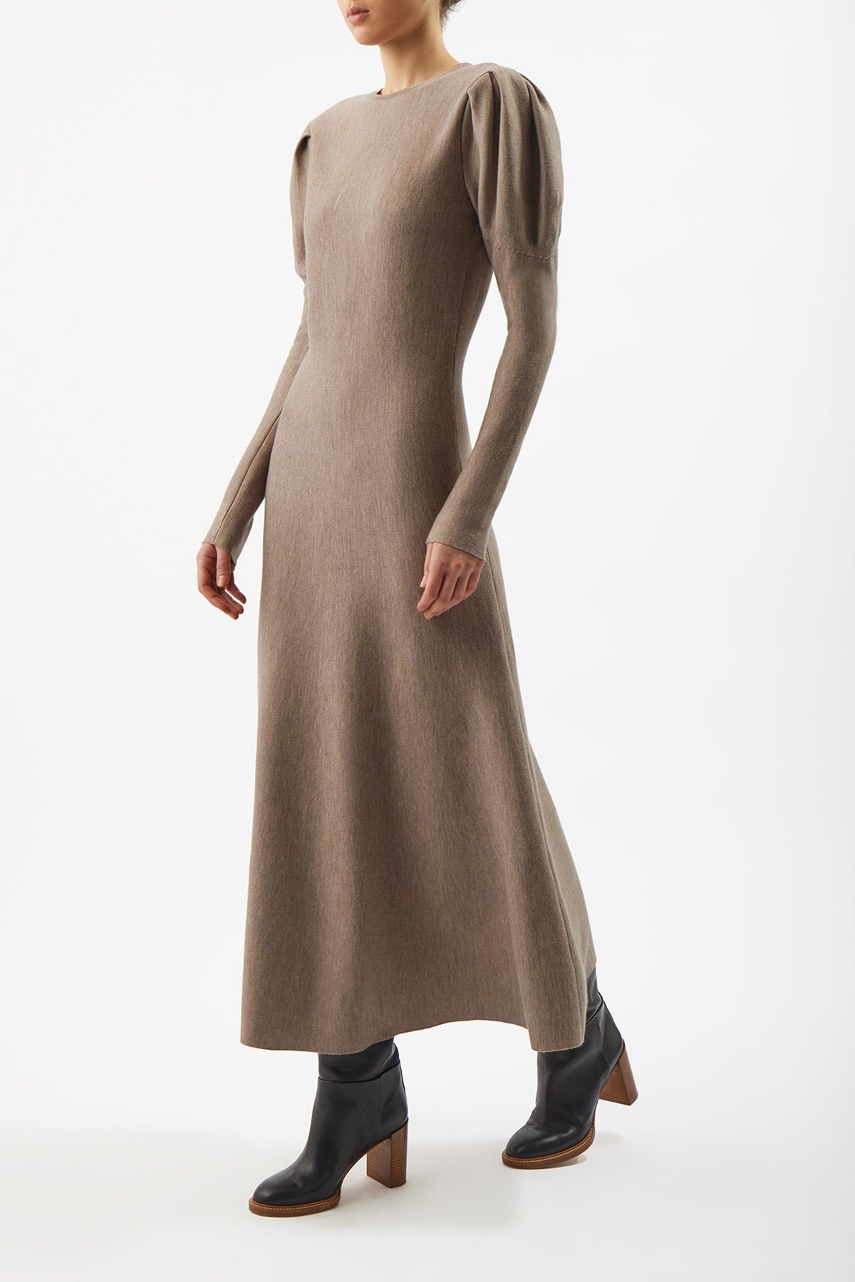 Hannah Dress in Oatmeal Wool Cashmere - 4