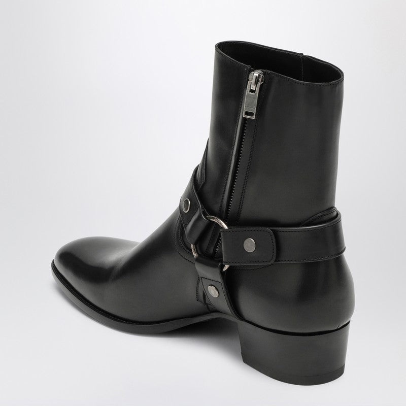 Saint Laurent Wyatt 40 Black Leather Boot Men - 2