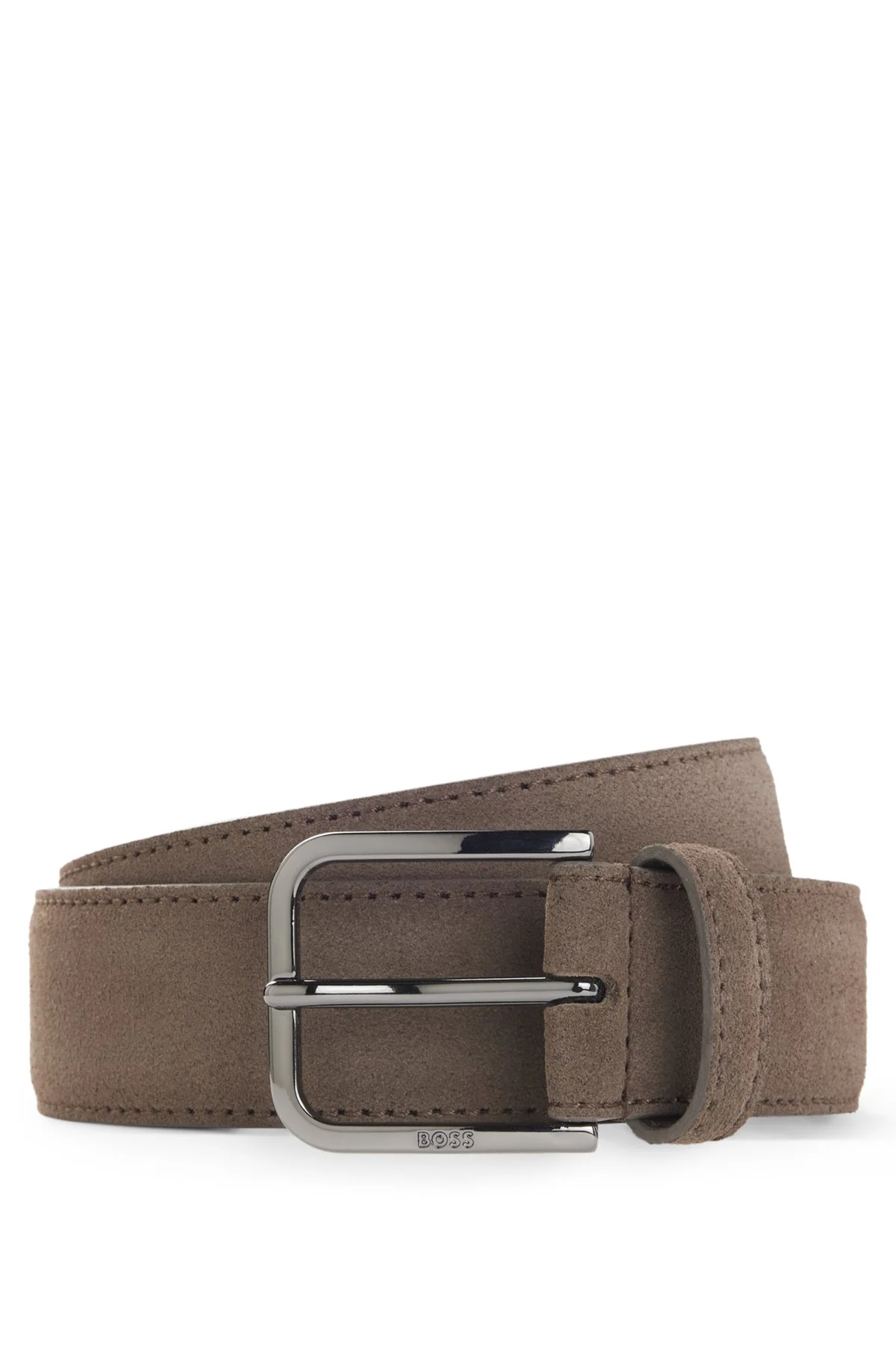 LEATHER BUSINESS BELT WITH POLISHED GUNMETAL BUCKLE - 1