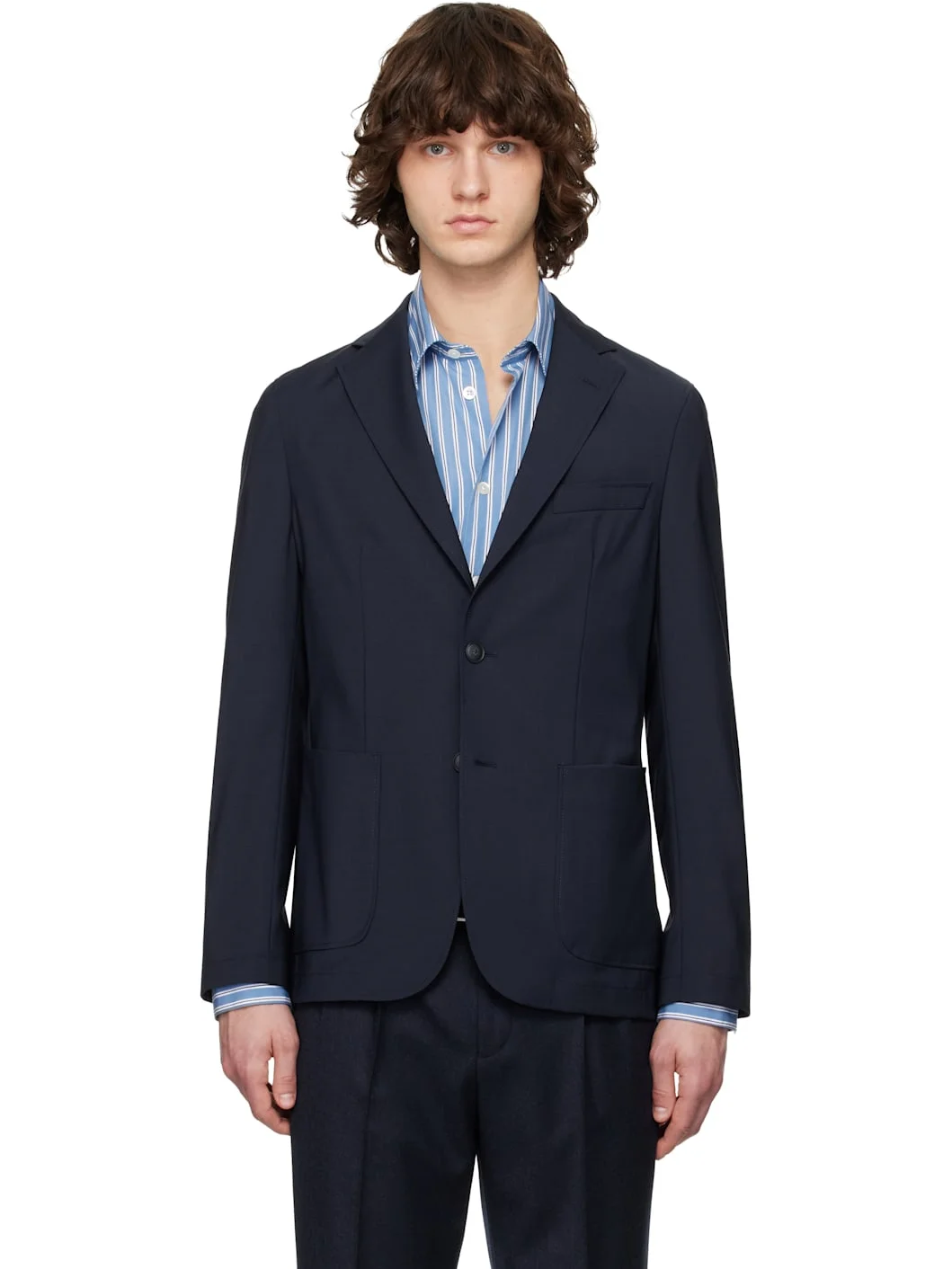 Navy Washable Slim-Fit Blazer - 1