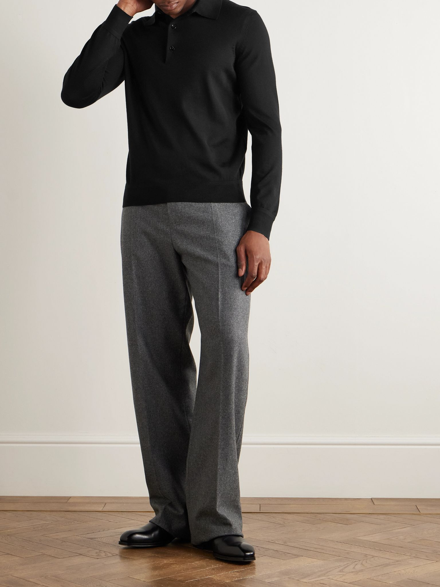 Slim-Fit Cashmere and Silk-Blend Polo Shirt Black - 2