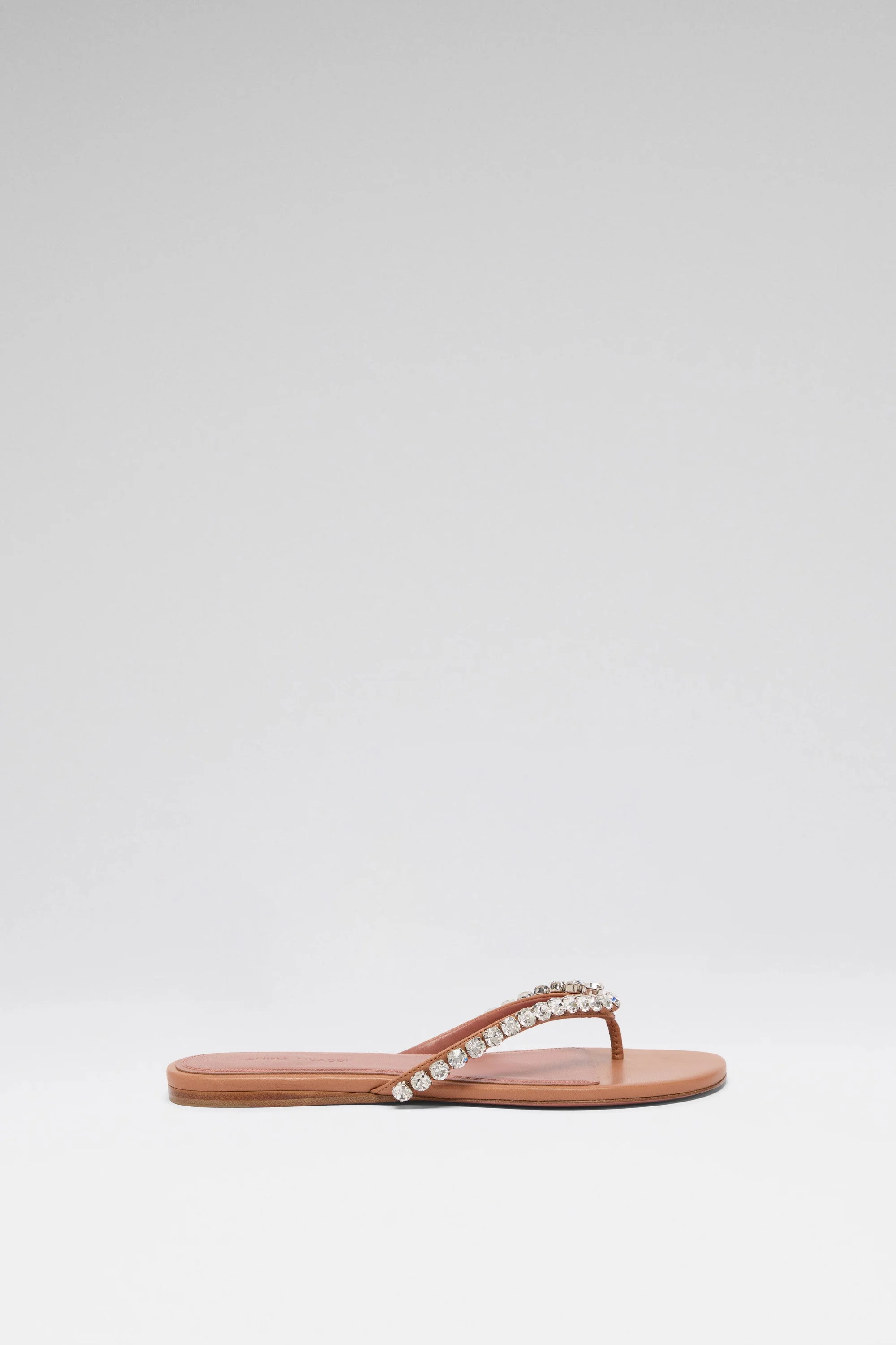 GIGI THONG FLATS LATTE NAPPA AND WHITE CRYSTALS - 1
