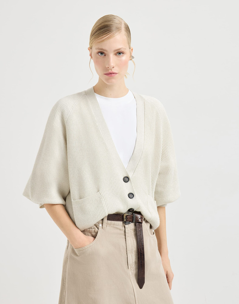 Sparkling cashmere ribbed cardigan 5