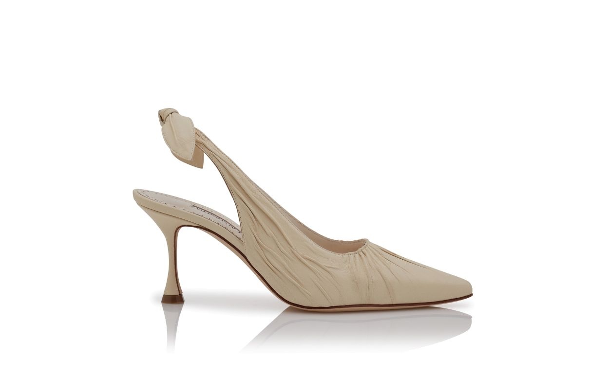 Light Cream Nappa Leather Slingback Pumps - 1