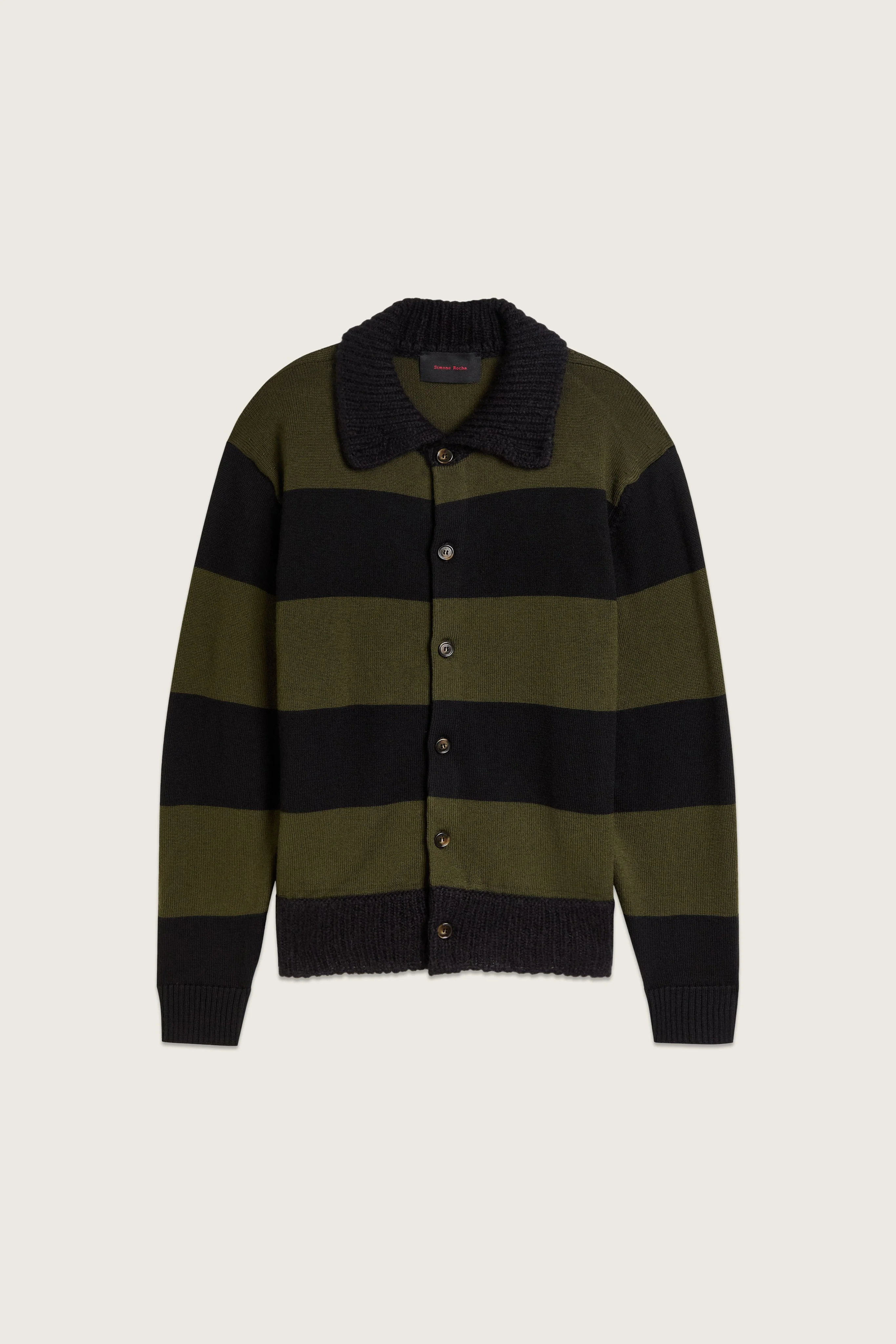 Fuzzy Collar Rugby Cardigan - 1