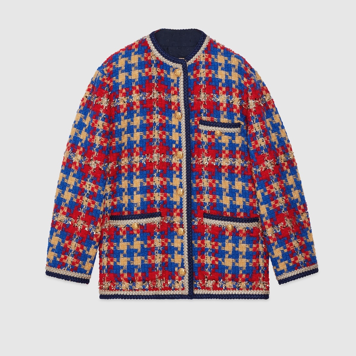 Lamé check wool tweed jacket - 1