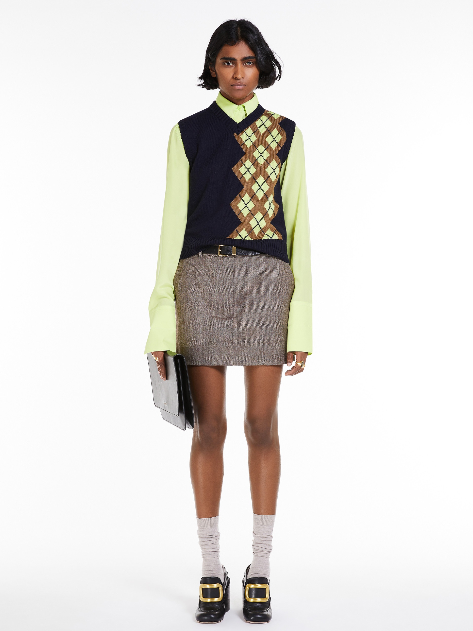 LUCIANA Short jaspé wool skirt - 2