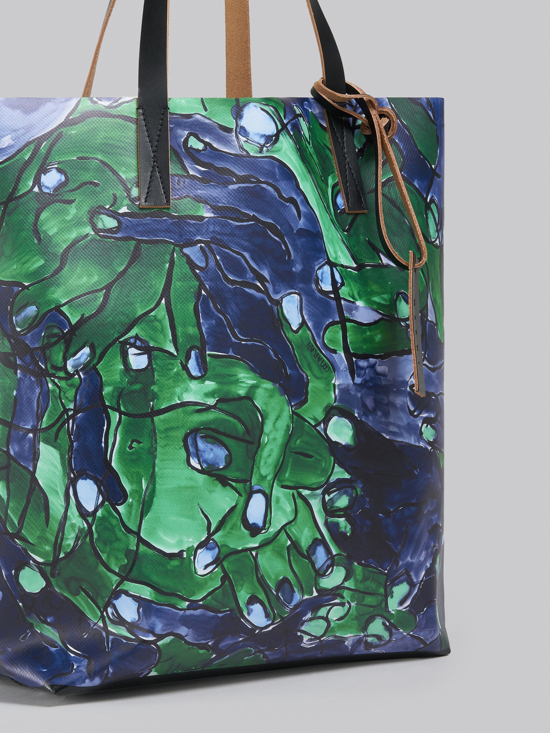 TRIBECA SHOPPING BAG WITH BLUE AND GREEN MANI PRINT - 5